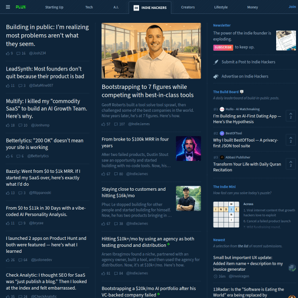 Indie Hackers - 独立开发者社区