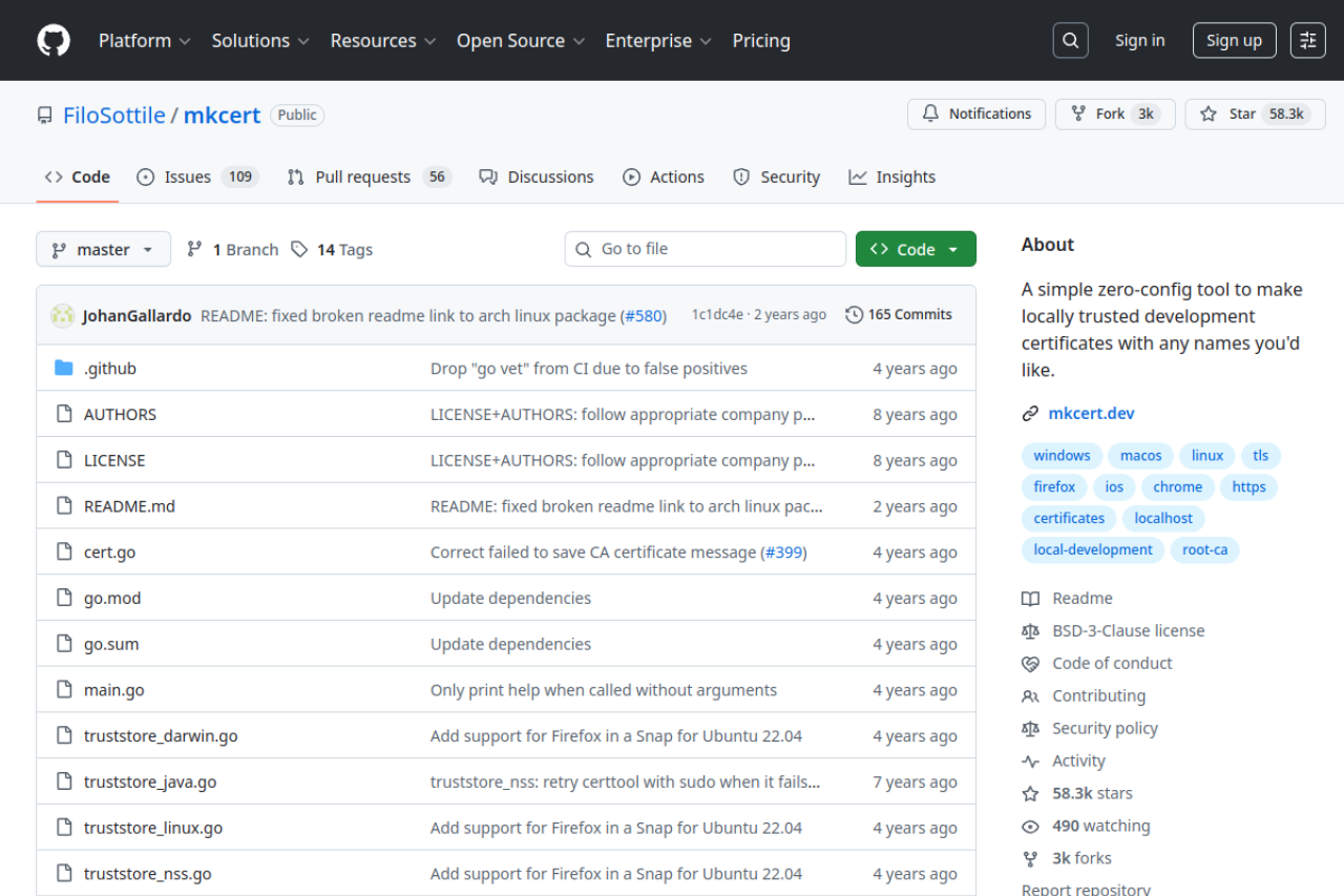 mkcert - 零配置本地开发证书生成工具