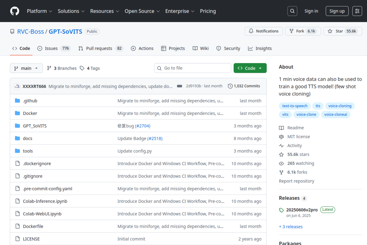 GPT-SoVITS - 少样本语音克隆合成