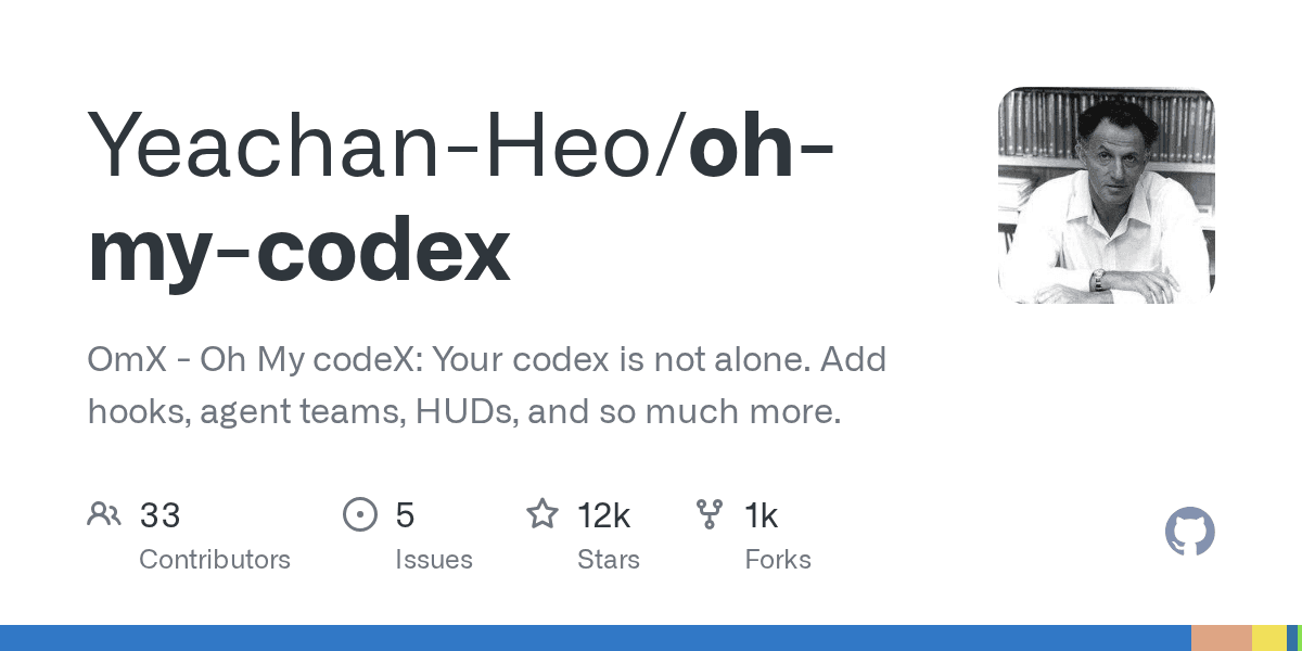 Oh My Codex — 为 Codex CLI 添加 Hooks、Agent 团队与 HUD（11.6k ⭐）