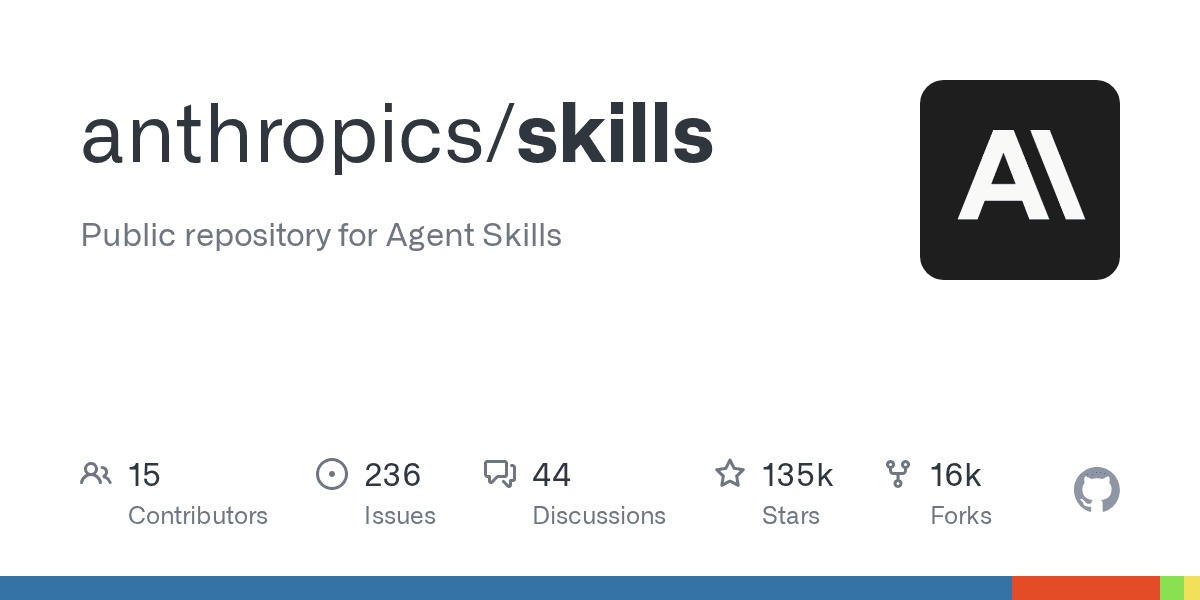 anthropics/skills — Anthropic 官方 Agent Skills 公开仓库，135k ⭐ 现象级（今日 +689）