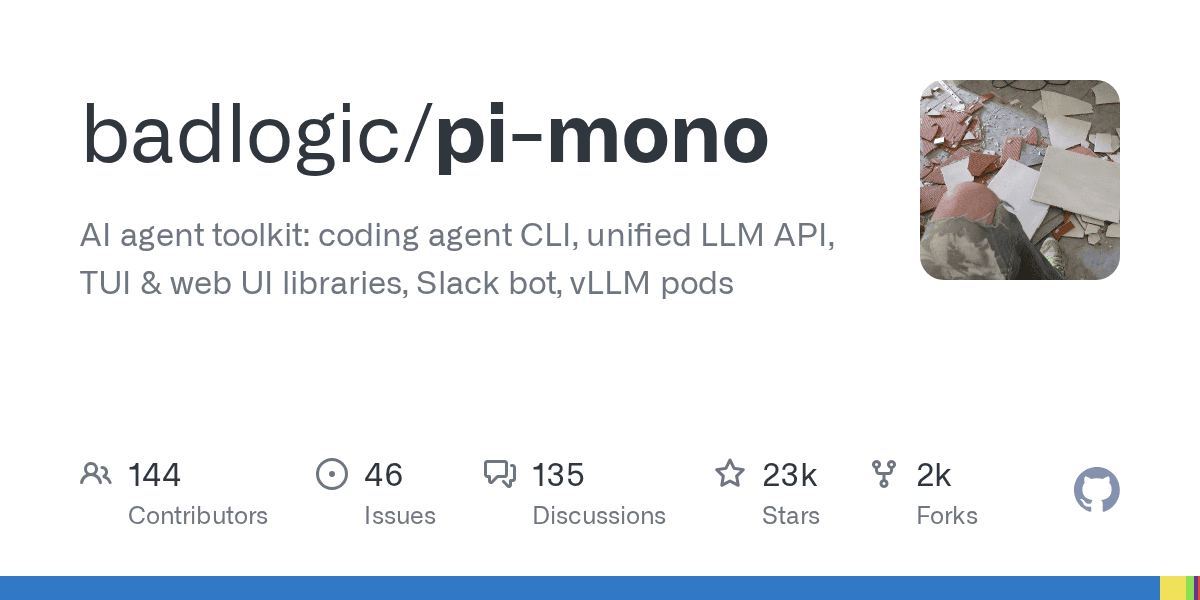 Pi-Mono — 统一多模型的编程 Agent CLI，VS Code 级体验搬进终端