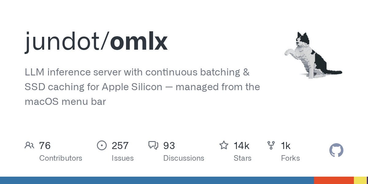 jundot/omlx — Apple Silicon 专属 LLM 推理服务器，持续批处理 + SSD 缓存，本地大模型提速利器（13.3k ⭐）