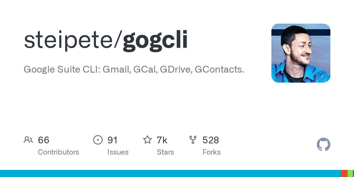 gogcli — 命令行操控 Google 全家桶，Gmail/日历/Drive/Docs 一网打尽