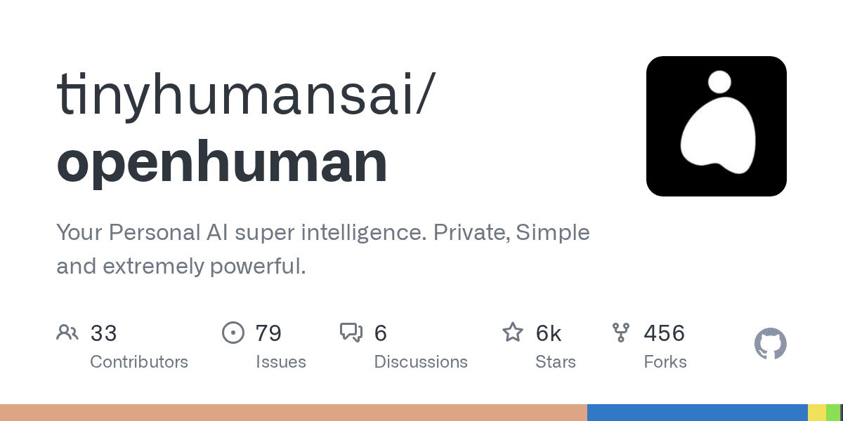 tinyhumansai/openhuman — 你的私人 AI 超级智能，极度私密、简单而强大（5.6k ⭐，今日 +1,696）